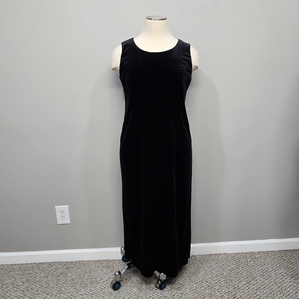 Vintage 90s Black Velvet Maxi Dress Plus Size‎ 16W Whimsigoth Prom Wedding Guest